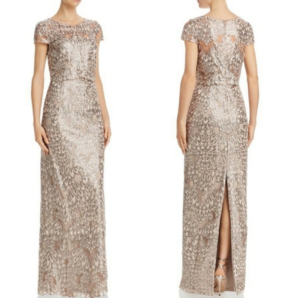 Adrianna papelle gold scales evening dress